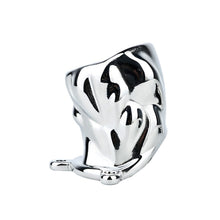 Lade das Bild in den Galerie-Viewer, Flame Cutout Stainless Steel Chastity Cage with Restraint - Flame cutout metal cage side view
