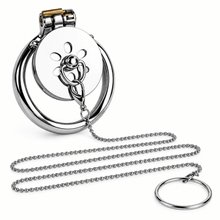 Lade das Bild in den Galerie-Viewer, Flat Stainless Steel Chastity Cage with Detachable Chain
