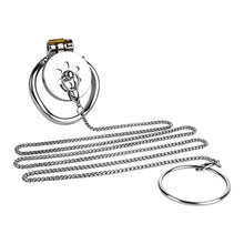 Lade das Bild in den Galerie-Viewer, Flat Stainless Steel Chastity Cage with Detachable Chain
