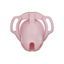 Load image into Gallery viewer, Pink Galaxy Shell chastity cage front view showing the smooth cover and lower openings
