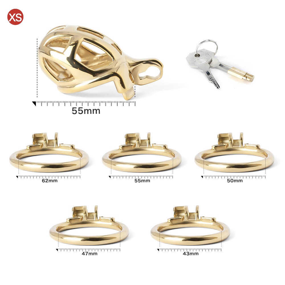 Gold Stainless Steel MAMBA Chastity Cage