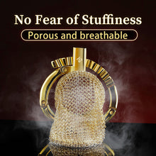 Load image into Gallery viewer, Golden Adjustable Chainmail Chastity Cage 1
