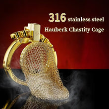Load image into Gallery viewer, Golden Adjustable Chainmail Chastity Cage
