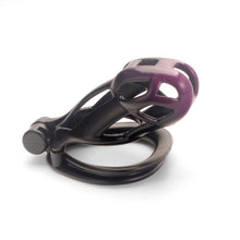 Load image into Gallery viewer, Gradation Black Purple Mamba Chastity Cage 2026 Edition size comparison
