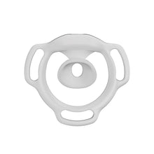 Load image into Gallery viewer, White Halo Ring flat chastity cage rear view showing its inward-facing center profile
