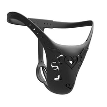 Load image into Gallery viewer, Black Resin heart-cutout custom chastity belt front view
