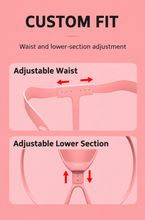Load image into Gallery viewer, Custom-fit diagram showing adjustable waist and lower section; no fixed size range
