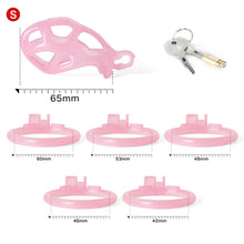 Load image into Gallery viewer, Ice Vision Design Pink Mamba Chastity Cage size comparison
