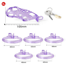 Load image into Gallery viewer, Ice Vision Desigh Purple Mamba Chastity Cage side view
