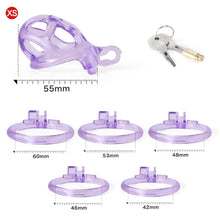 Load image into Gallery viewer, Ice Vision Desigh Purple Mamba Chastity Cage lock and ring details
