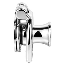 Load image into Gallery viewer, Mirror Polish Flat and Inverted Chastity Cage – medium inverted cage side view
