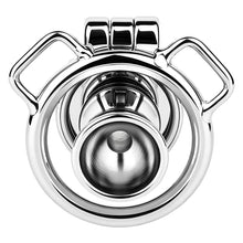 Load image into Gallery viewer, Mirror Polish Flat and Inverted Chastity Cage – Inverted Medium (46 mm) rear view without belt
