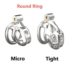 Load image into Gallery viewer, Stainless Steel Mamba Chastity Cage lock and ring details
