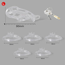 Load image into Gallery viewer, Ice Vision Desigh Clear Mamba Chastity Cage size comparison
