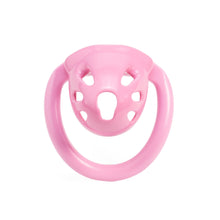 Lade das Bild in den Galerie-Viewer, Pink oval ventilated resin chastity cage front view

