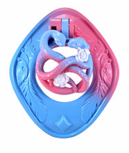 Lade das Bild in den Galerie-Viewer, Pastel twin snake flat chastity cage front view
