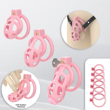 Load image into Gallery viewer, Pink Silicone Mamba Chastity Cage front view
