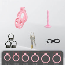Load image into Gallery viewer, Pink Silicone Mamba Chastity Cage fit view
