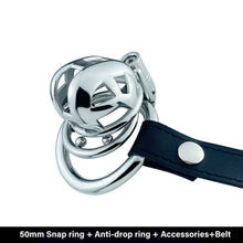 Load image into Gallery viewer, Permanent Micro Mamba Chastity Cage With Belt size comparison
