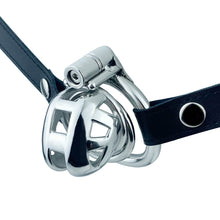 Load image into Gallery viewer, Permanent Micro Mamba Chastity Cage With Belt front view
