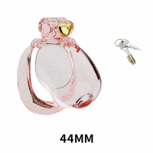 Lade das Bild in den Galerie-Viewer, Transparent pink heart chastity cage with 44 mm ring
