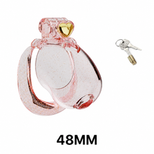 Lade das Bild in den Galerie-Viewer, Transparent pink heart chastity cage with 48 mm ring
