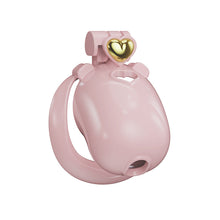 Lade das Bild in den Galerie-Viewer, Solid pink heart resin chastity cage from an angle
