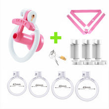 Afbeelding in Gallery-weergave laden, Pink and white negative urethral cage with belt and lock cores
