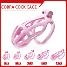 Load image into Gallery viewer, Pink Stripe Mamba Chastity Cage Kit 1.77 To 4.13 Inches Long front view
