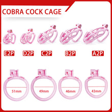 Load image into Gallery viewer, Pink Stripe Mamba Chastity Cage Kit 1.77 To 4.13 Inches Long side view
