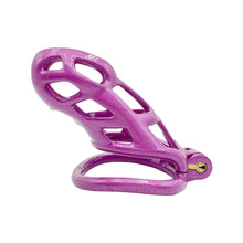 Load image into Gallery viewer, Purple Slave Mamba Chastity Cock Cage lock and ring details
