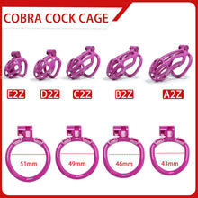 Load image into Gallery viewer, Purple Stripe Mamba Chastity Cage Kit 1.77 To 4.13 Inches Long side view
