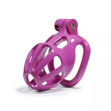 Load image into Gallery viewer, Purple Stripe Mamba Chastity Cage Kit 1.77 To 4.13 Inches Long fit view
