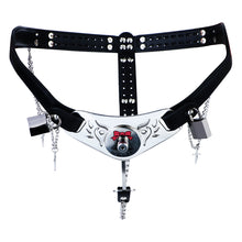 Lade das Bild in den Galerie-Viewer, Qiling Metal Chastity Pants with Chains complete front view
