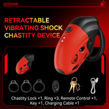 Load image into Gallery viewer, Lockink Retractable Electric Shock Vibrating Chastity Cage
