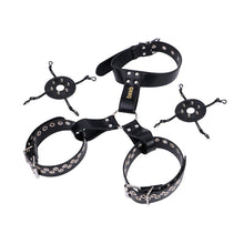 Load image into Gallery viewer, Black harness with detachable covers laid out beside the breast bands
