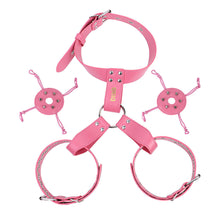 Load image into Gallery viewer, Pink collar and open breast bands with covers removed
