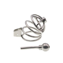 Load image into Gallery viewer, Short Penile Urethral Plug Metal Chastity Cage
