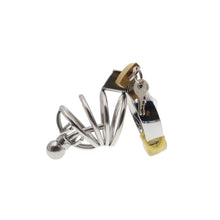 Load image into Gallery viewer, Short Penile Urethral Plug Metal Chastity Cage
