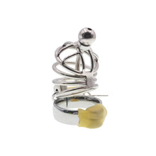 Load image into Gallery viewer, Short Penile Urethral Plug Metal Chastity Cage

