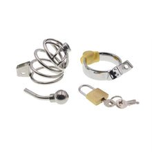 Load image into Gallery viewer, Short Penile Urethral Plug Metal Chastity Cage
