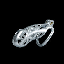 Load image into Gallery viewer, Silver Mamba Chastity Cage Kit 1.77 To 4.13 Inches Long material close-up
