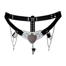 Load image into Gallery viewer, Silver Scale Armor Chain Chastity Pants full product front view on white background
