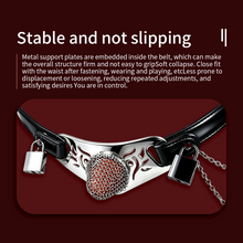 Load image into Gallery viewer, Silver Scale Armor Chain Chastity Pants front plate and belt design illustration
