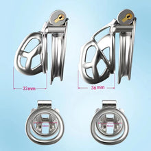 Load image into Gallery viewer, Stainless Steel Mamba Chastity Cage 6.0 side view
