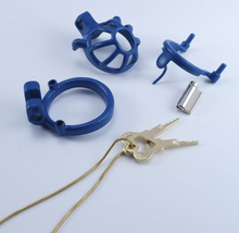 Load image into Gallery viewer, Custom Steel Blue Male Chastity Cage
