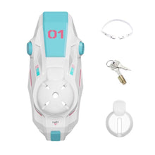 Load image into Gallery viewer, Stellar Domain Mecha Chastity Cage in Standard and Flat Styles
