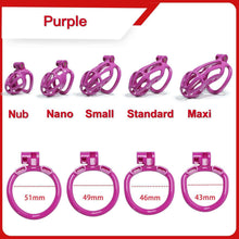 Load image into Gallery viewer, Stripe Mamba Chastity Cage with 4 Arc Rings side view
