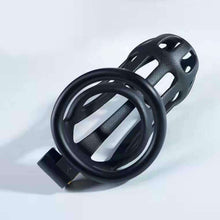 Load image into Gallery viewer, Stripe Mamba Chastity Cage with 4 Arc Rings kit details
