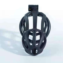 Load image into Gallery viewer, Stripe Mamba Chastity Cage with 4 Arc Rings fit view
